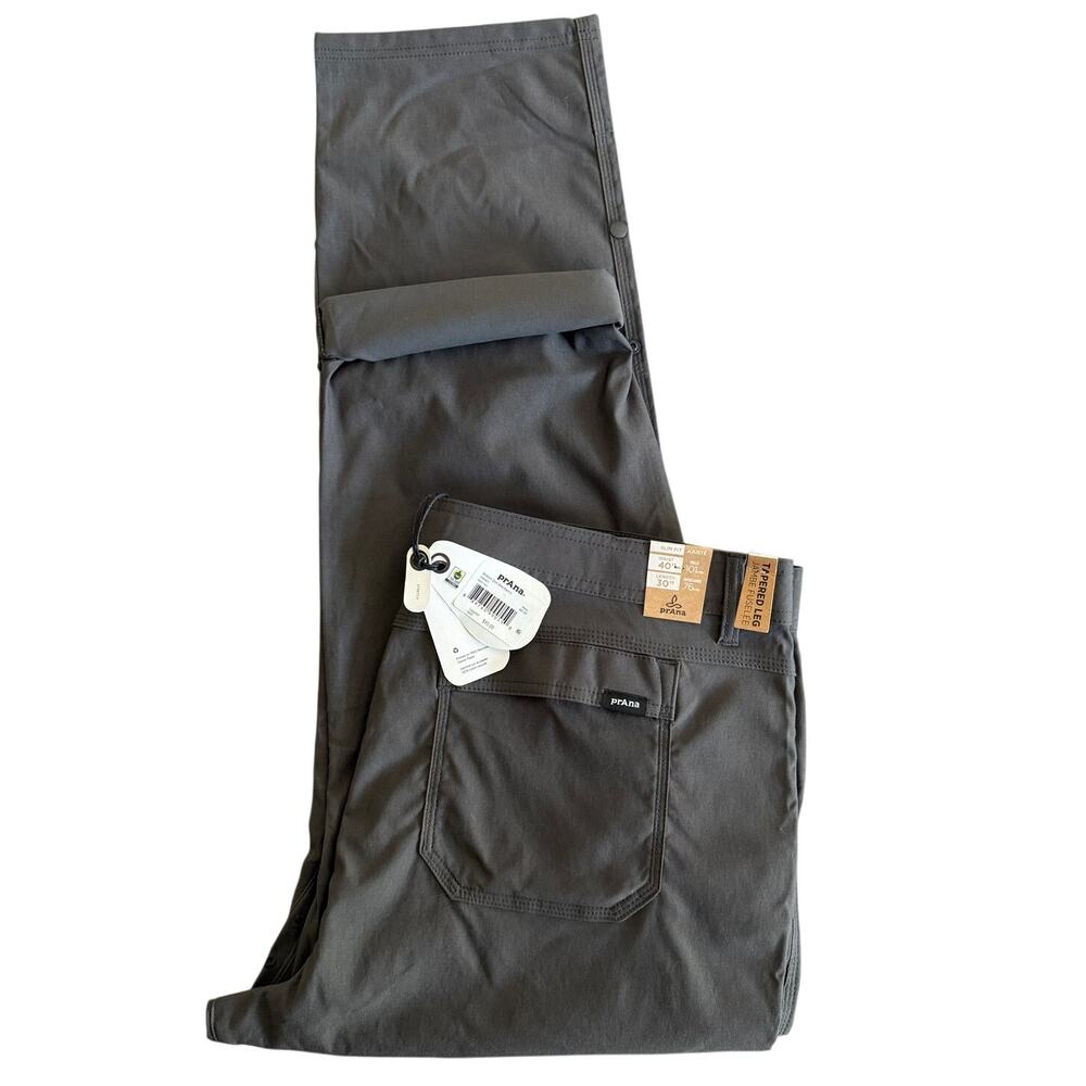 Prana Mens Tech Pant Stretch Zion II 40x30 Slim Tapered Leg Iron / Grey NWT $95